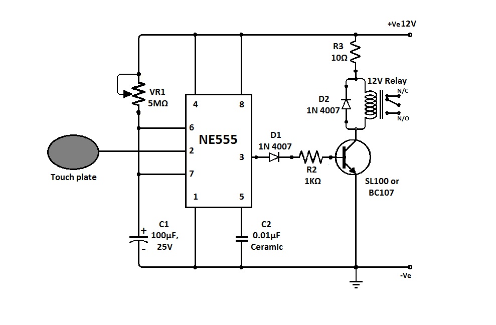 Simple touch sensitive switch circuit